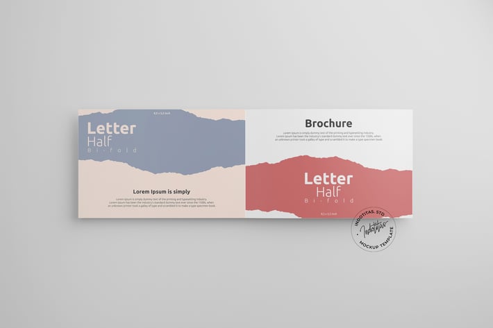 Realistic US Letter Half Bifold Mockup