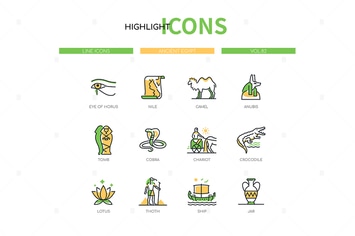 Ancient Egypt - Modern Line Design Style Icons Set