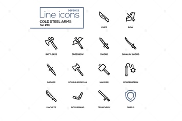Cold steel arms - modern line design icons set