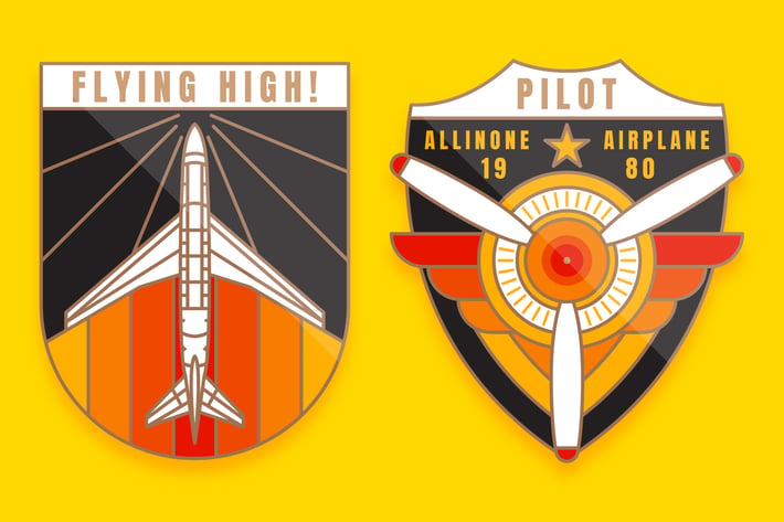 2 Airplane Monoline Logo Badge