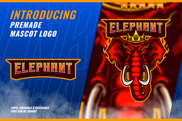 Red Elephant - Mascot Esport Logo Template