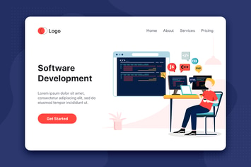 Software Development flat concept for Landing page