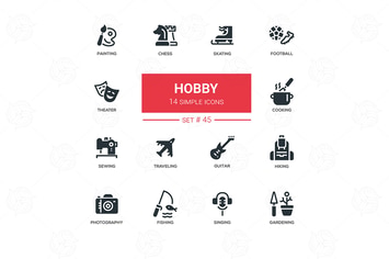 Hobby - line design icons set