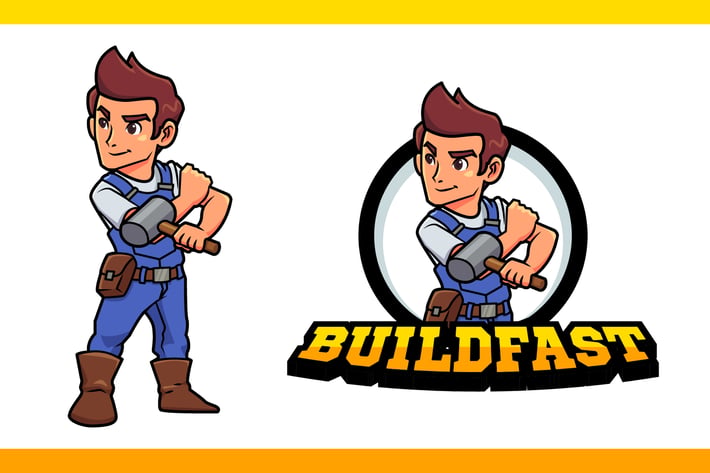 Construction Worker or Contractor Mascot Logo