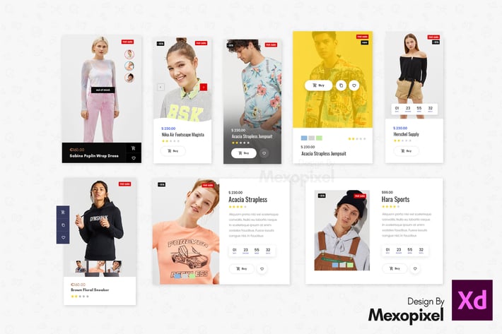 eCommerce Website Widget UI Kit Elements XD 