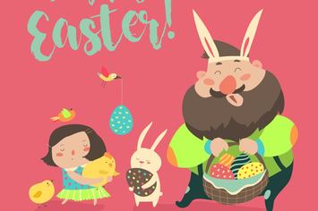 Happy father with daughter celebrating Easter
