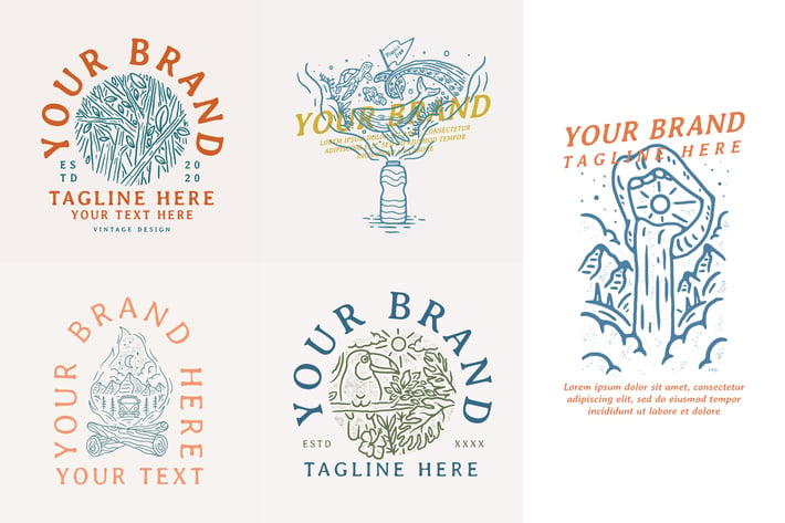 vintage natural line art design