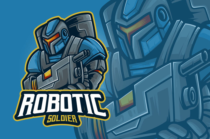 Robotic Soldier Mascot Logo Template