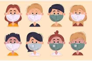 People Wearing Medical Masks Illustration