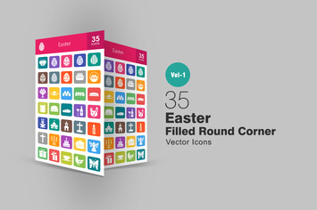 35 Easter Filled Round Corner Icons