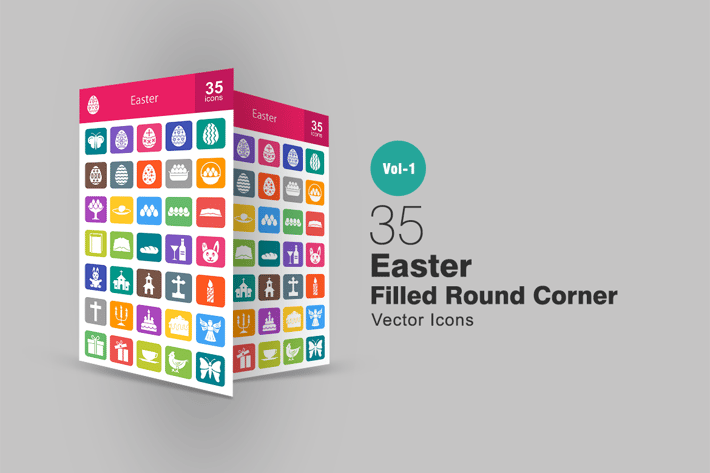 35 Easter Filled Round Corner Icons