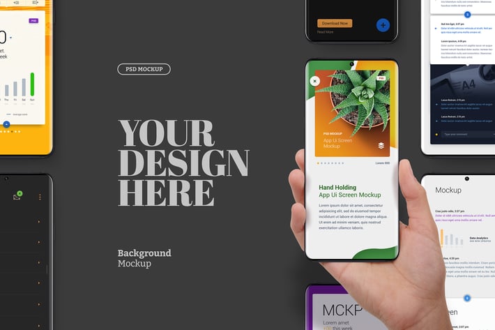 Hand Holding Phone Mockup Curved Edge Display Set 