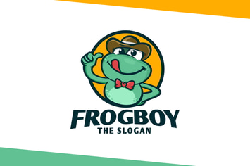 Retro Friendly Frog Mascot Character Logo