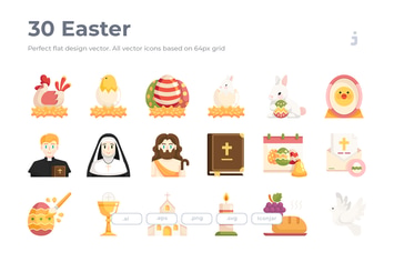 30 Easter icons - Flat