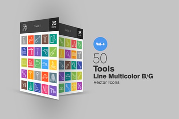 50 Tools Line Multicolor Icons