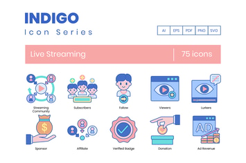 75 Live Streaming Icons