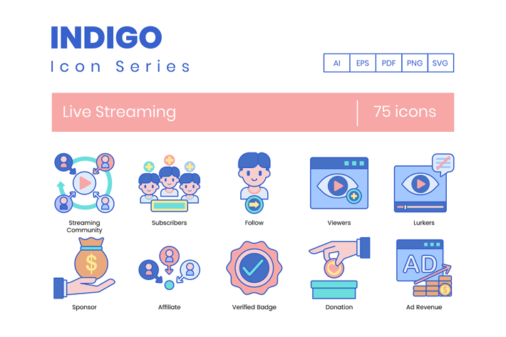75 Live Streaming Icons