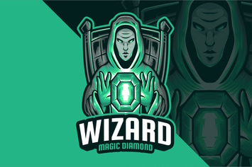 Wizard Magic Diamond Mascot Logo