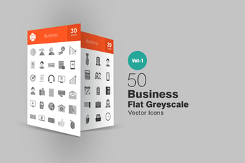 50 Business Greyscale Icons