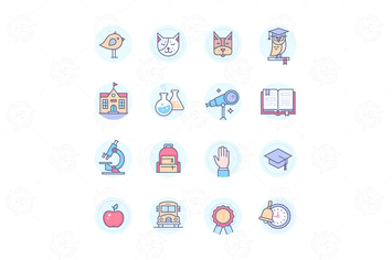 School concepts - line design style icons set