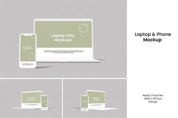 Laptop and Smartphone Clay Mokcup