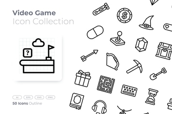 Video Game Elements Outline Icon