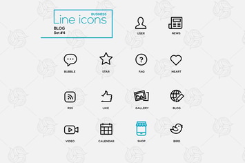 Single Line Blogging Pictograms Set