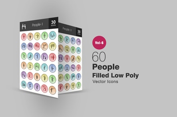 60 People Filled Low Poly Icons
