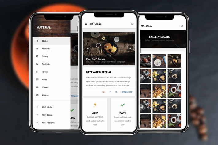 AMP Material Mobile | Google AMP Mobile Template