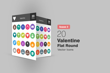 20 Valentine Flat Round Icons Season II
