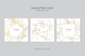 Square Card Vector Set with Marble Background
