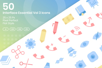 50 Interface Essential Icons Vol 3 - Flat