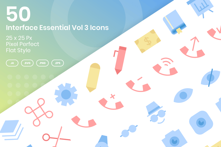 50 Interface Essential Icons Vol 3 - Flat