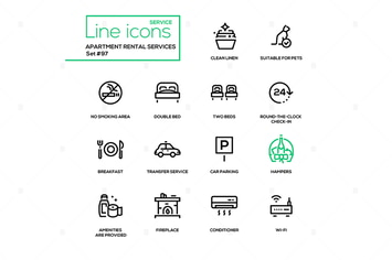 Apartment rental service - line design icons set