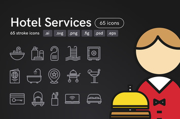 Hotel Services Icons (65 icons)