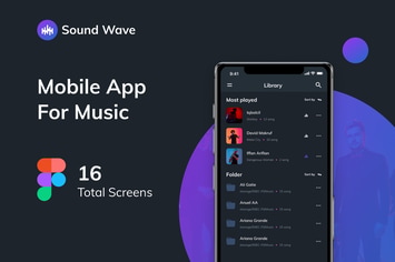 Sound Wave - Music mobile App UI kit Figma