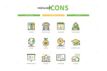 School - modern line design style icon set