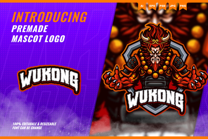 Wukong Monkey King - Mascot Esport Logo Template