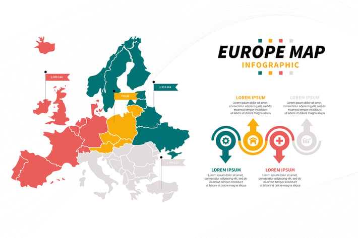 Europe Map Population Infographic Template