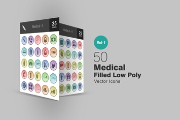 50 Medical Filled Low Poly Icons
