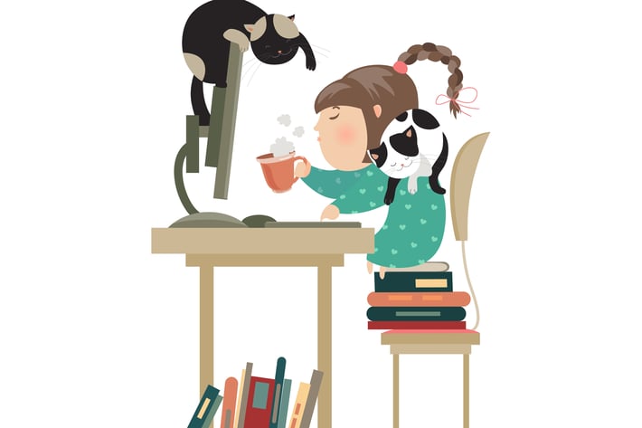 Little girl sitting at computer 