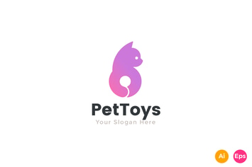 Pet Toys Store Cute Cat Logo template