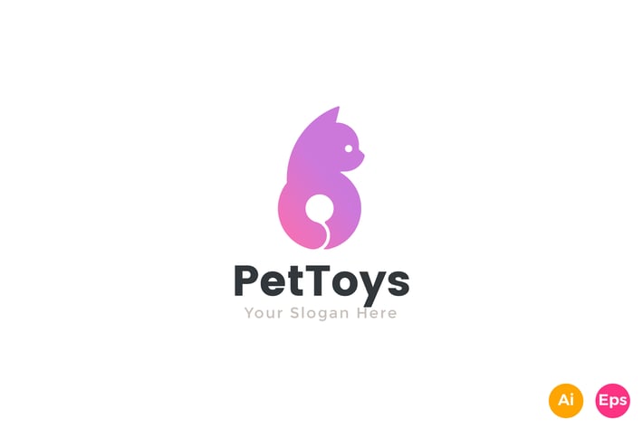 Pet Toys Store Cute Cat Logo template
