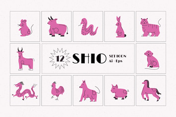 Chinese Shio Illustration Set 