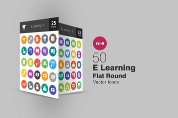 50 E Learning  Glyph Multicolor BG Icons