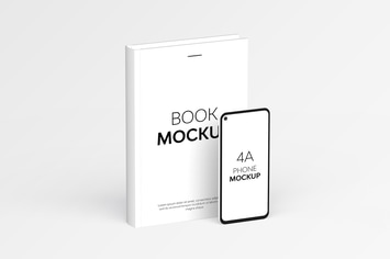 Book & 4A Phone Mockup