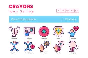 75 Virus Transmission Line Icons