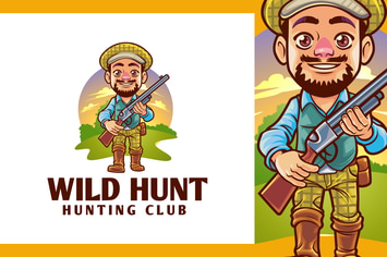 Cartoon Hunting Mascot Logo