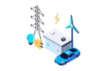 Electric Power Isometric Illustration