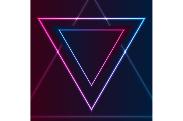 Blue purple retro neon laser triangle